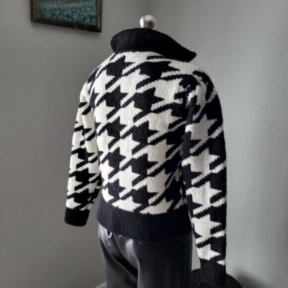 DEX Houndstooth Cropped Mock Neck Sweater Womens Sz Small - Picture 5 of 13